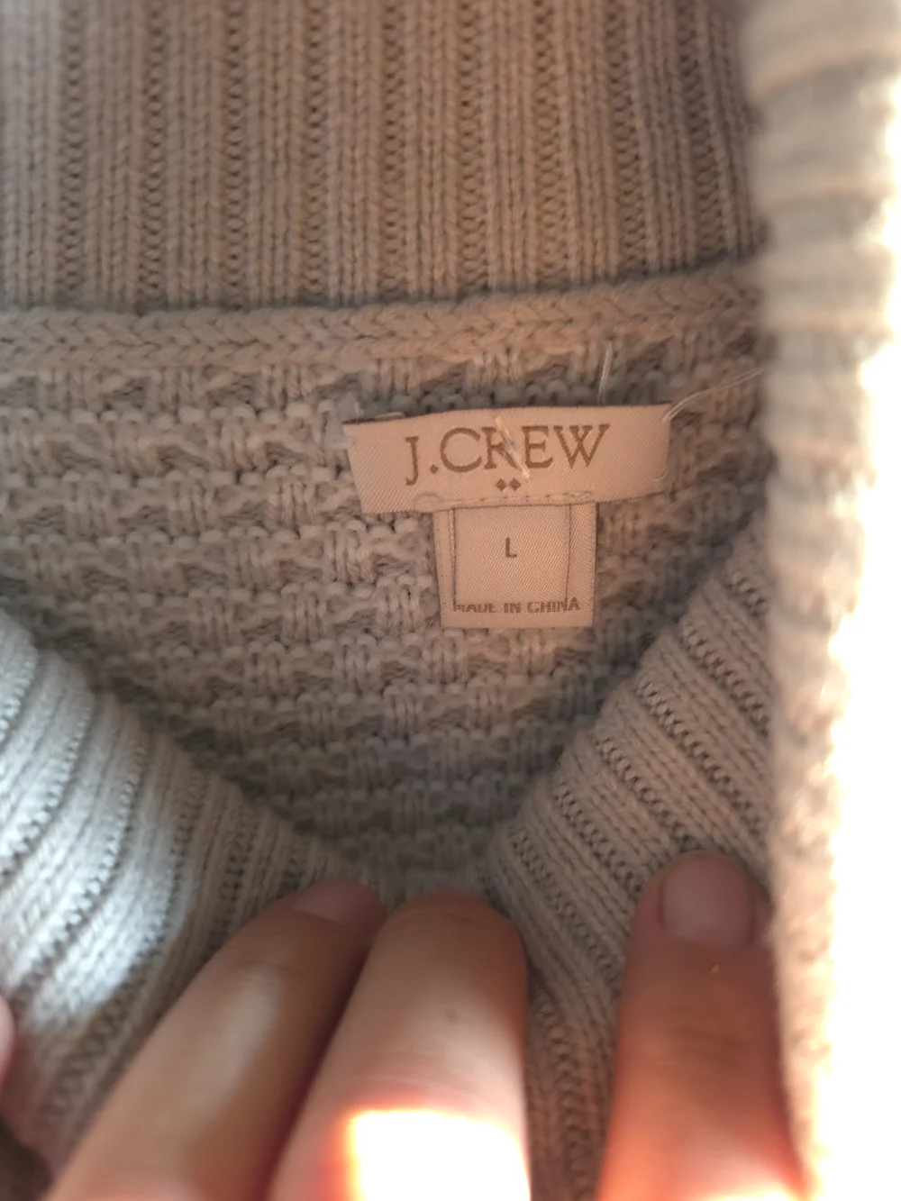 J. Crew Light Beige Waffle Knit Turtleneck Sweater